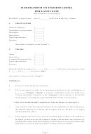 Memorandum Of Understanding For Land Lease Printable pdf