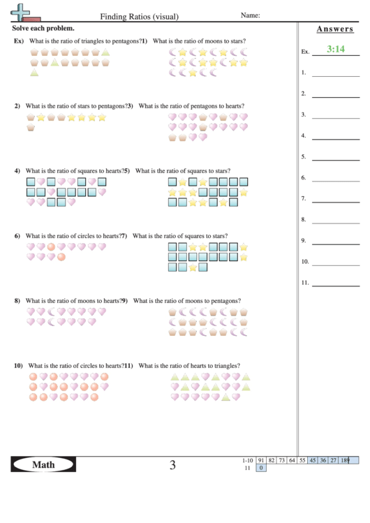 Math Worksheets Finding Ratios (Visual) Printable pdf