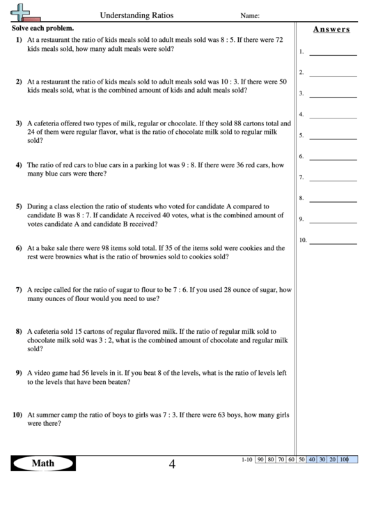 Understanding Ratios Worksheet With Answer Key Printable Pdf Download