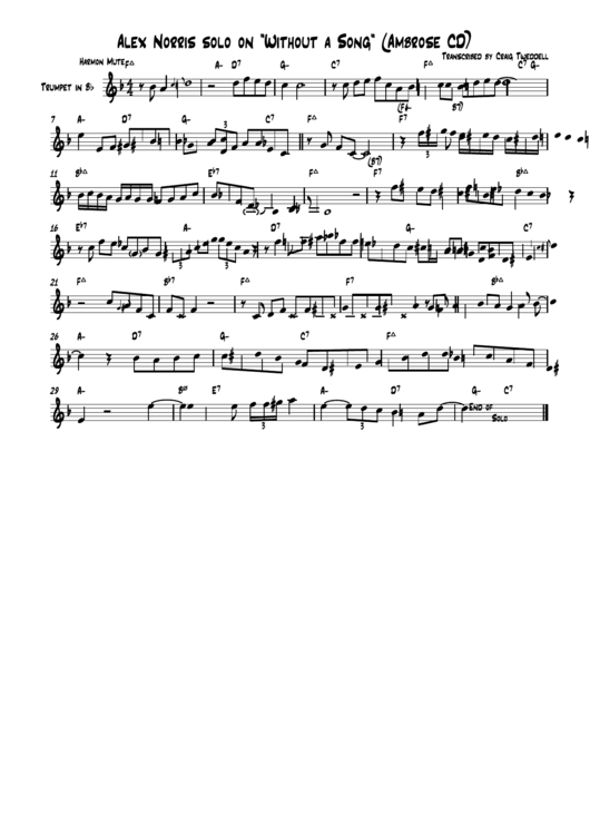 Alex Norris Solo On Without A Song Printable pdf