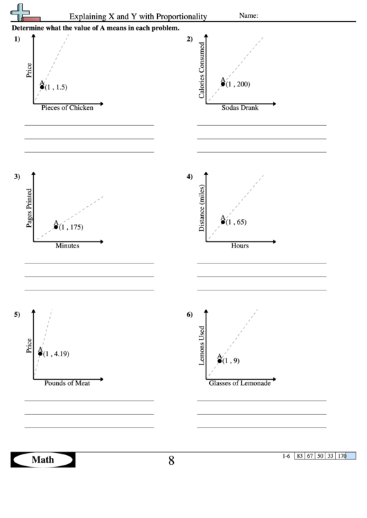 Explaining X And Y With Proportionality Math Worksheet Template Printable pdf