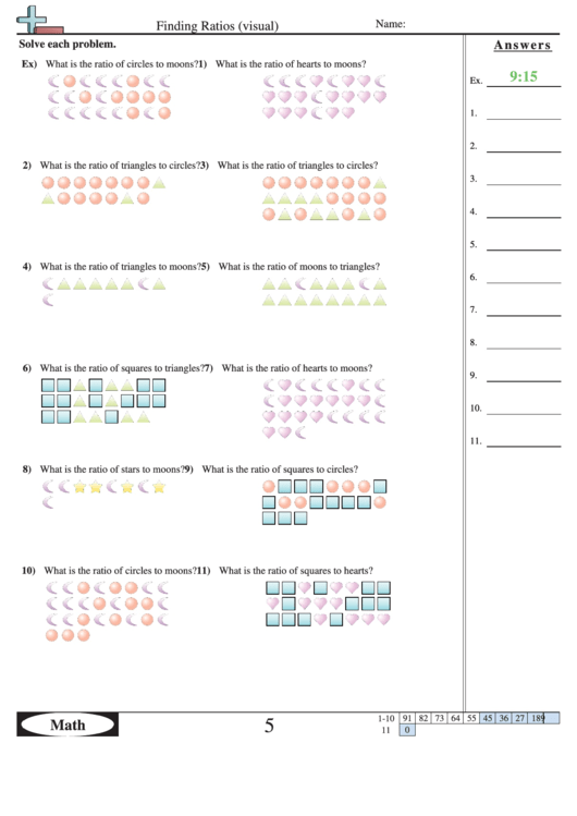 Math Worksheets Finding Ratios (Visual) Printable pdf