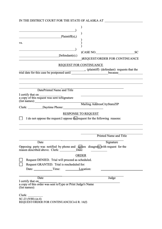 Request For Continuance Printable Pdf Download