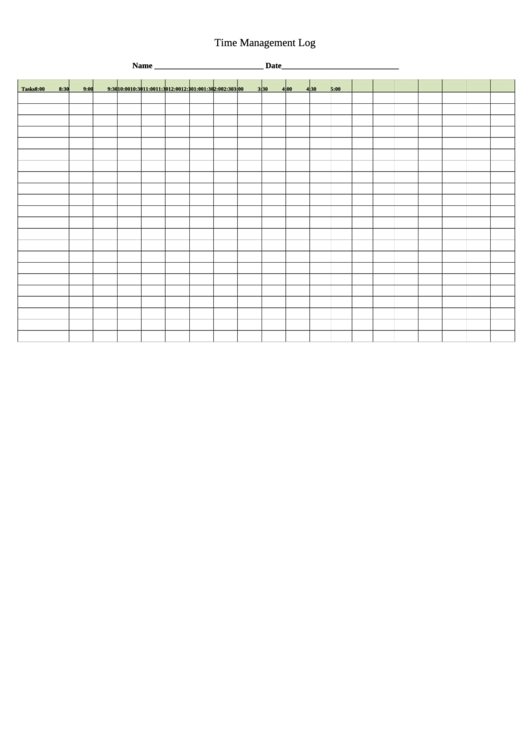 Time Management Log Template Printable pdf