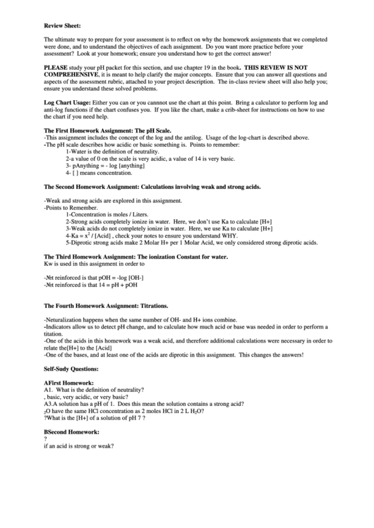 Acids And Bases Worksheet Printable pdf