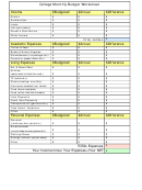 College Monthly Budget Worksheet Template