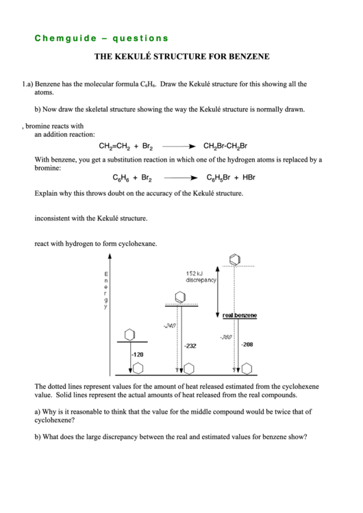 The Kekule Structure For Benzene Printable pdf