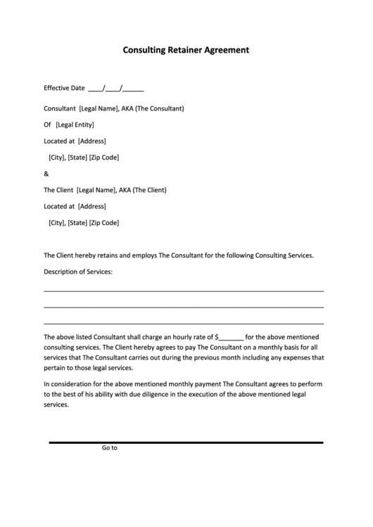 Consulting Retainer Agreement Template printable pdf download