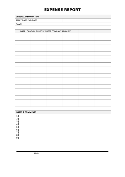 Expense Report Template Printable pdf