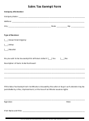 Sales Tax Exempt Form