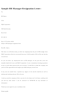 Sample Hr Manager Resignation Letter Template Printable pdf