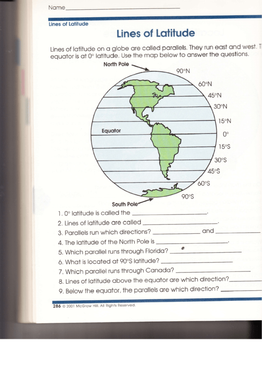 Lines Of Latitude Worksheet printable pdf download