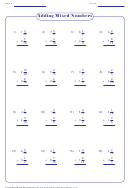 Adding Mixed Numbers Printable pdf