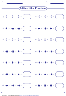 Adding Like Fractions 2 Printable pdf