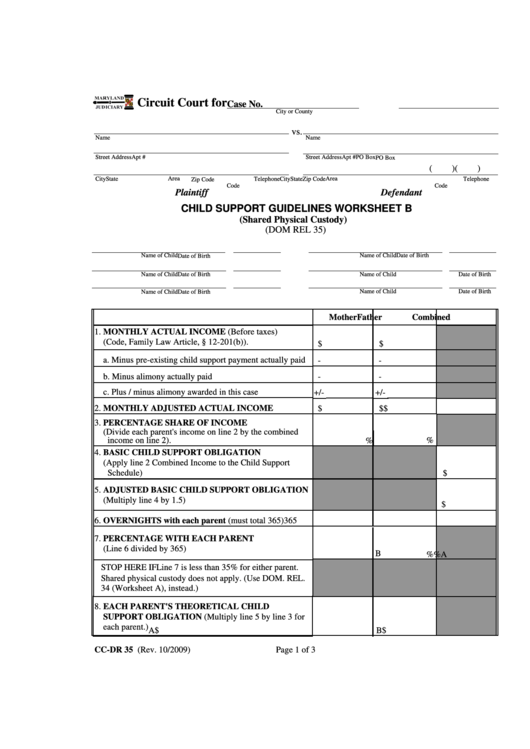 Fillable Child Support Form Printable pdf