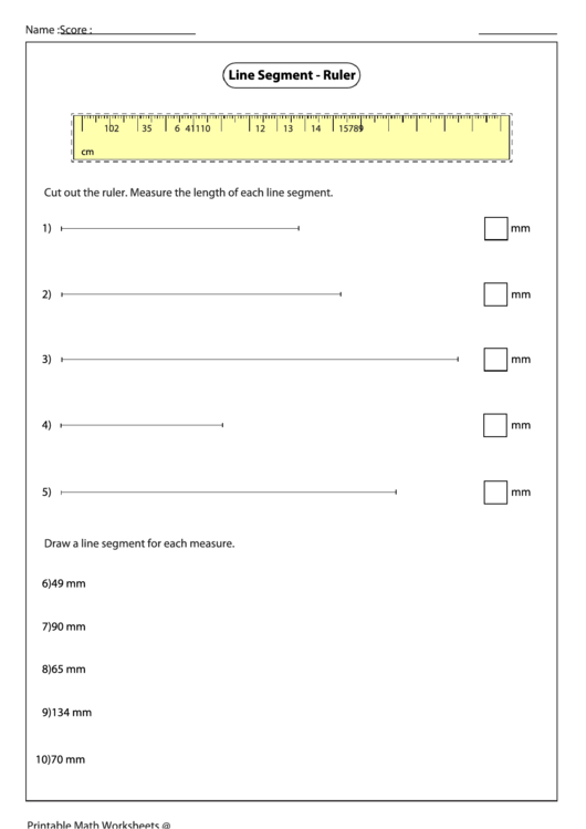 Mm Line Segment Ruler Worksheet Template Printable pdf