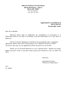 Application For Cancellation Of A Name Reservation For A Partnership - Delaware Division Of Corporations - 2006