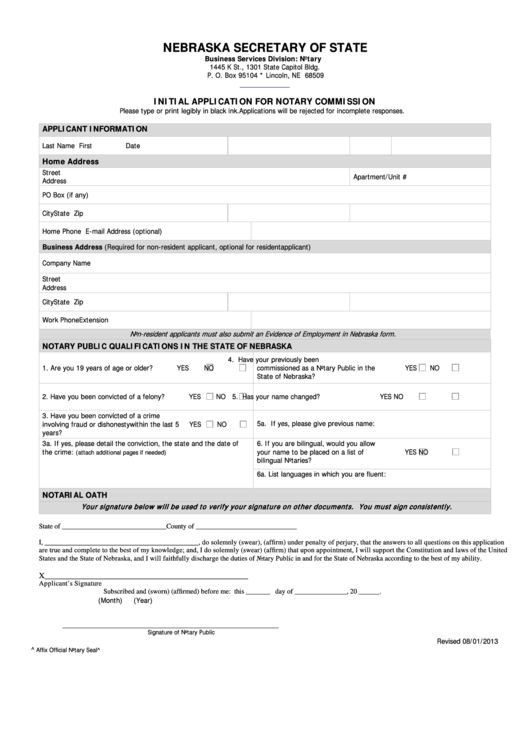 Initial Application For Notary Commission