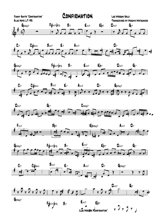 Jimmy Smith "Confirmation" Blue Note Lt-992 Printable pdf