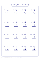 Adding Mixed Numbers 24 Printable pdf