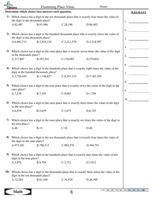 my homework lesson 1 place value answer key pdf