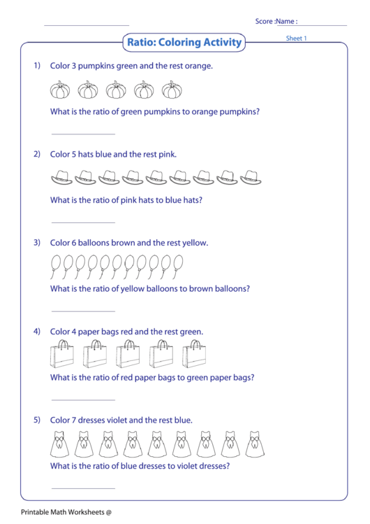 Ratio Coloring Activity Printable pdf