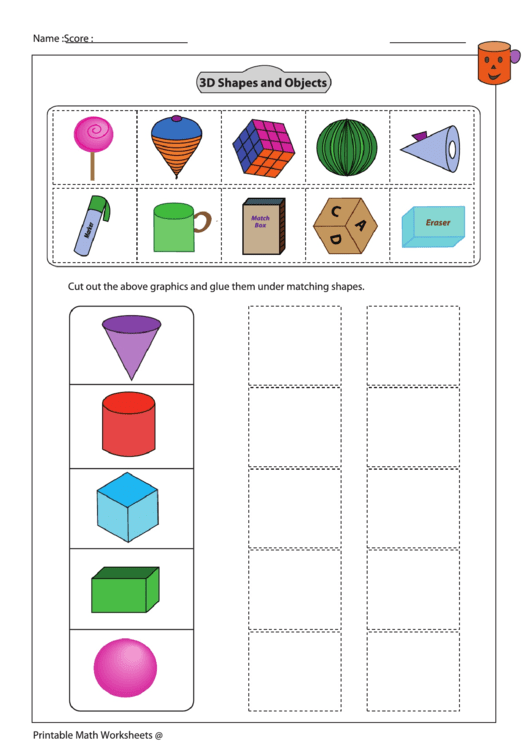 3d Shapes And Objects Worksheet With Answer Key Printable pdf