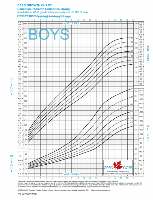Cpeg Growth Chart - Boys 2-19 Printable pdf