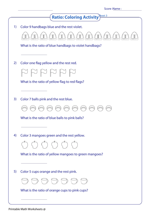 Ratio Coloring Activity Printable pdf