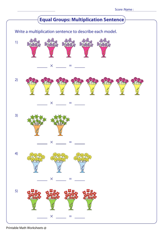 Equal Groups Multiplication Sequence Printable pdf