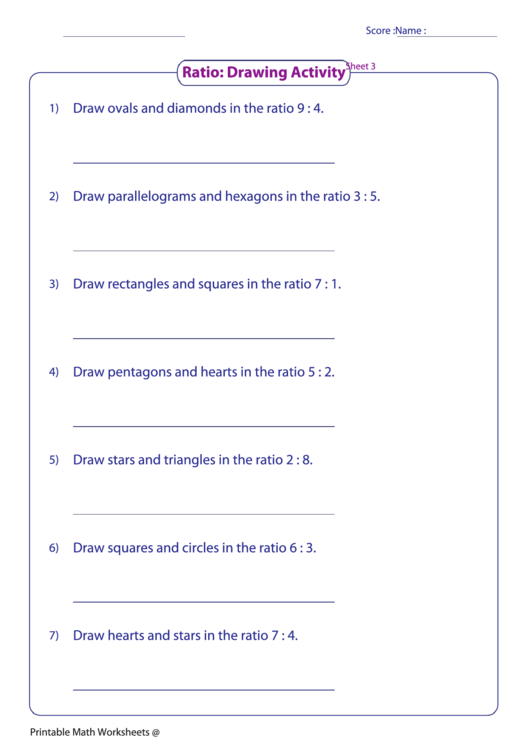 Ratio Drawing Activity Worksheet Printable pdf