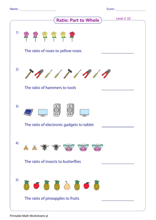 Ratio Part To Whole Printable pdf