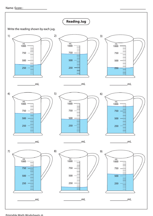 Reading Jug Worksheet Printable Pdf Download