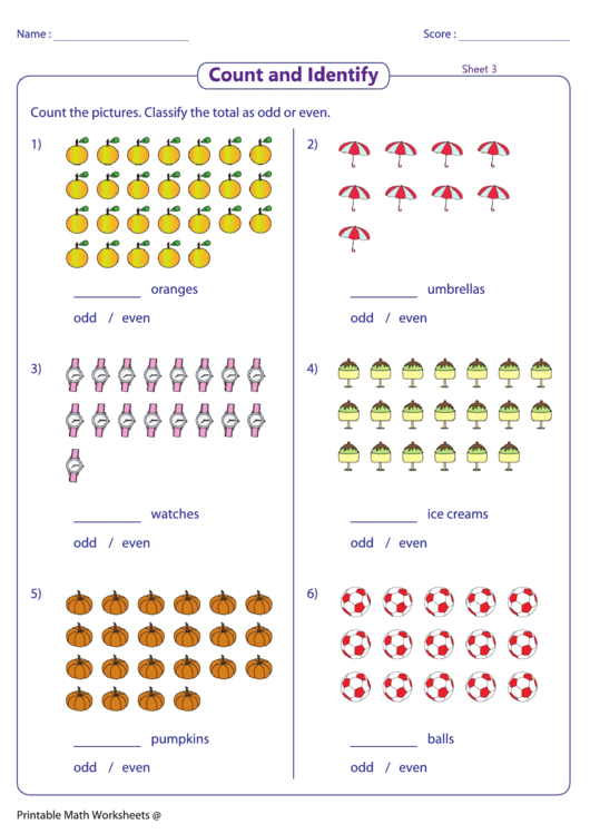 Count And Identify 3 Printable pdf