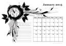 Monthly Calendar Template Leaves - 2015