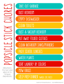 Popsicle Stick Household Chore List Printable pdf