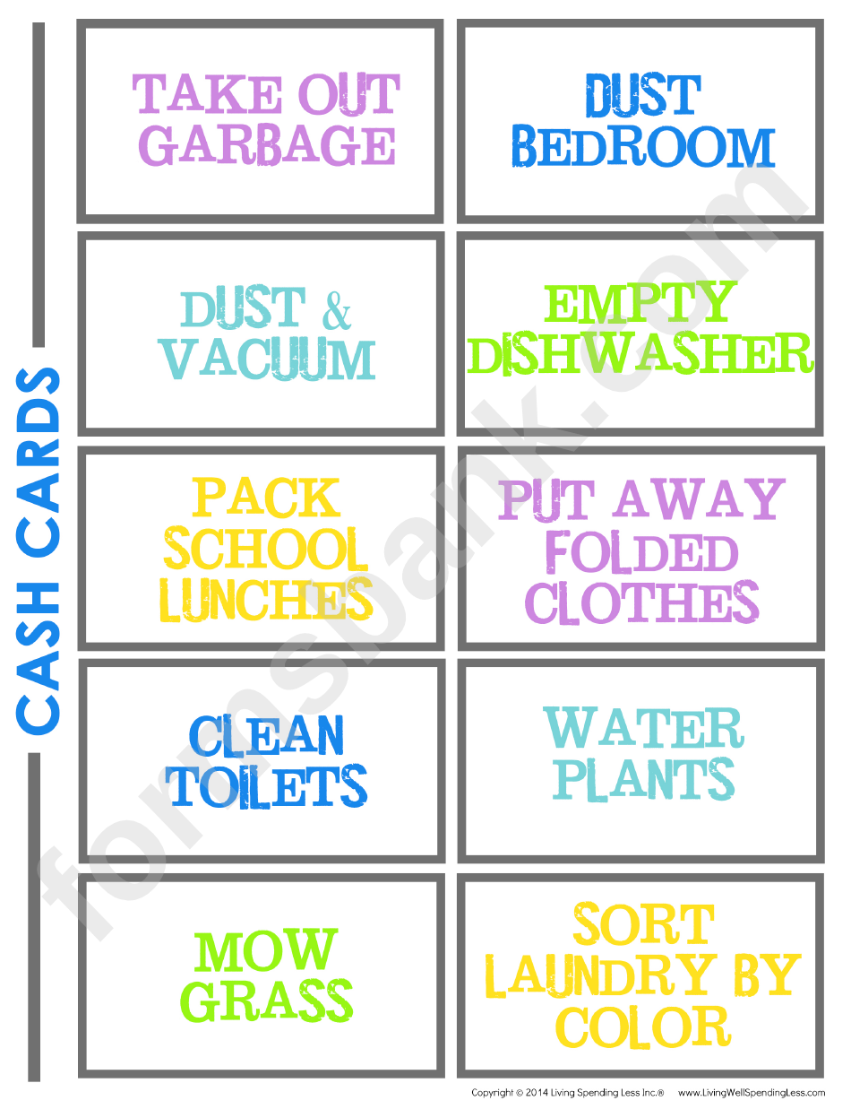 Household Chore Card Templates