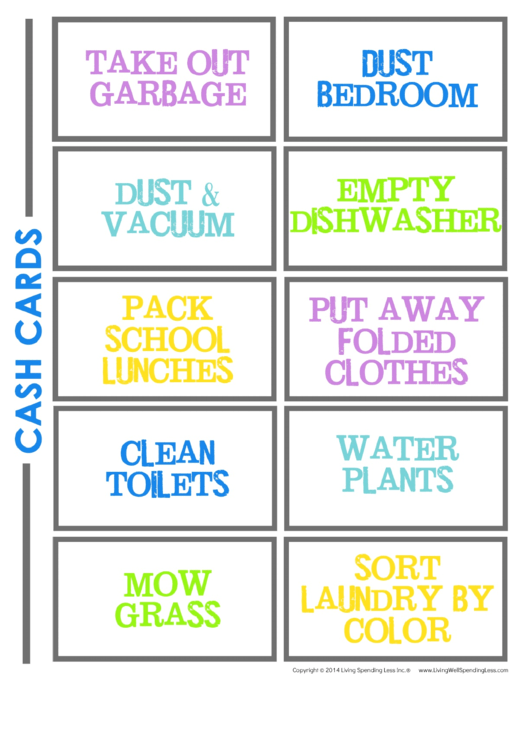 Household Chore Card Templates