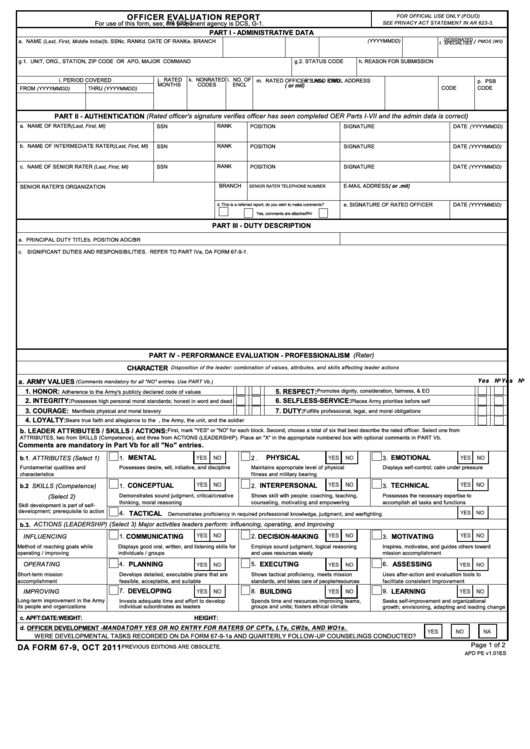 Fillable Officer Evaluation Report Printable pdf