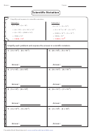 Simplifying Expressions In Scientific Notation Worksheet With Answer Key Printable pdf