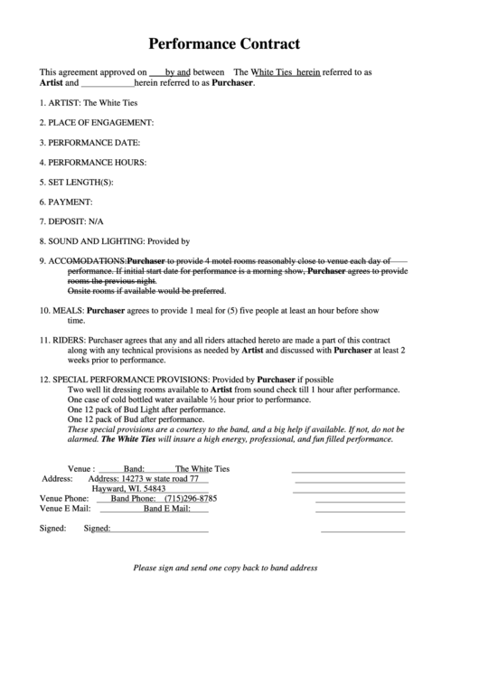 Performance Contract Printable pdf