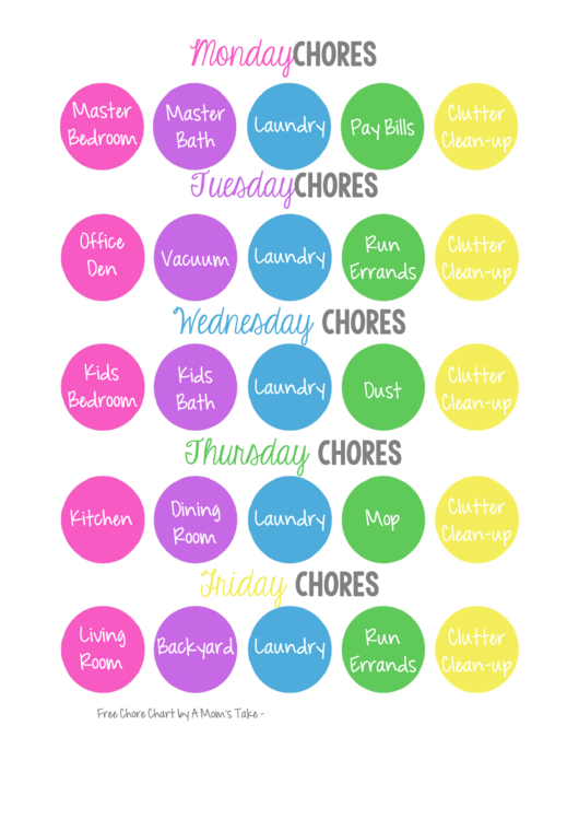 Round Weekly Chore Chart Printable pdf