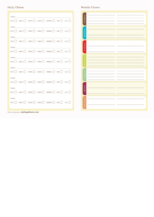 Daily And Weekly Chore Chart Template Printable pdf