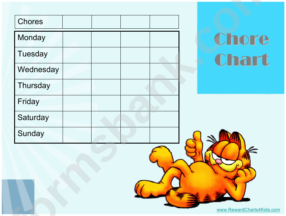 Garfield Weekly Chore Chart For Kids