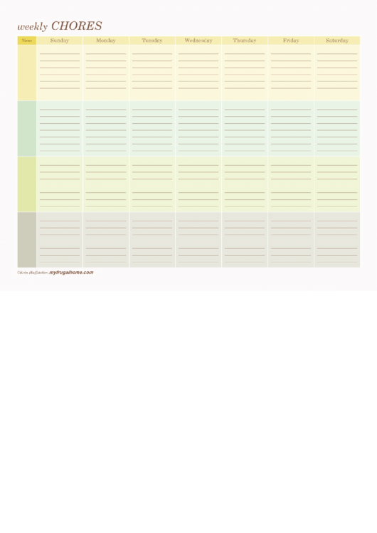 Weekly Chores Chart Printable pdf