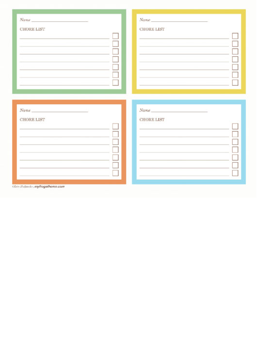 Chore List Template Printable pdf