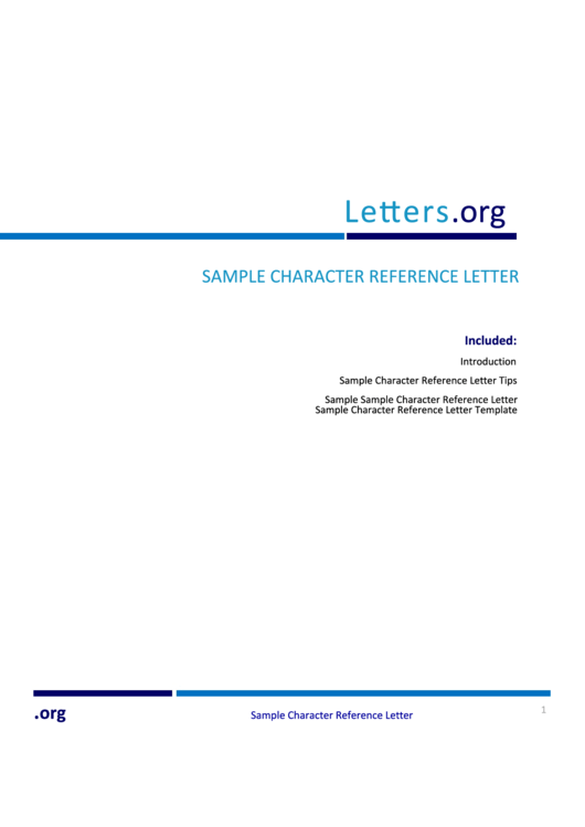 Sample Character Reference Letter Template Printable pdf