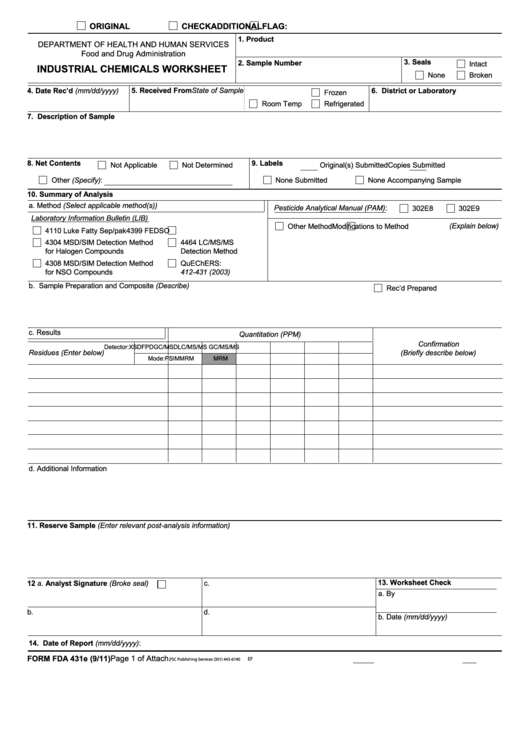 Fillable Industrial Chemicals Worksheet Printable pdf