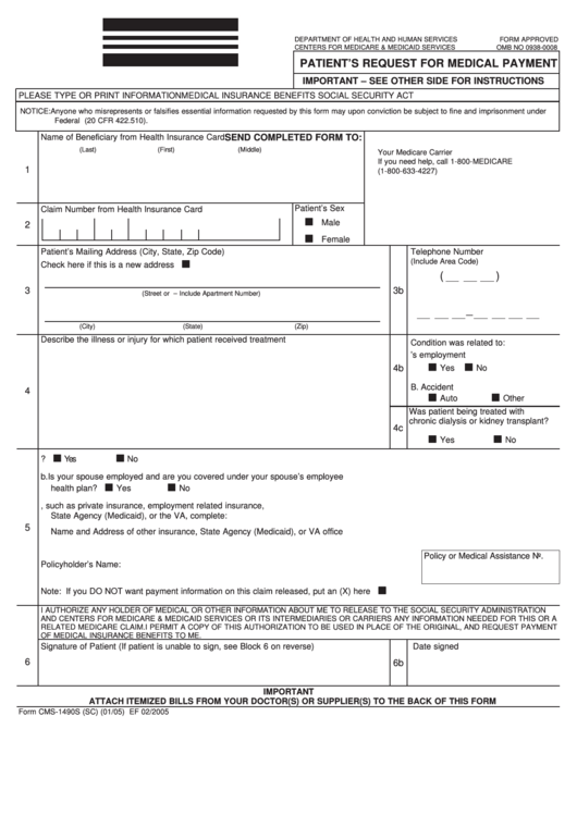 Fillable Patient Request For Medical Payment Template Printable pdf