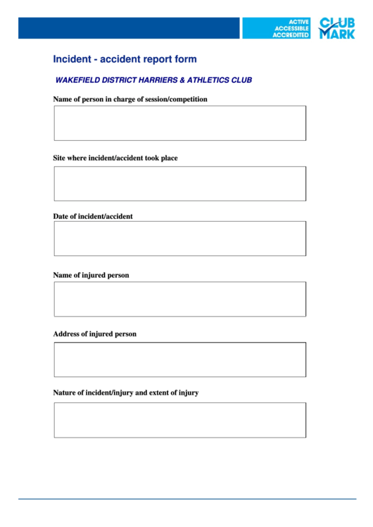 Incident Accident Report Form Printable pdf